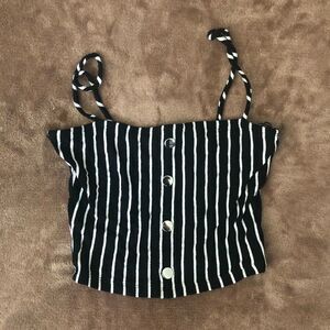 Black and White Striped Crop Top XS